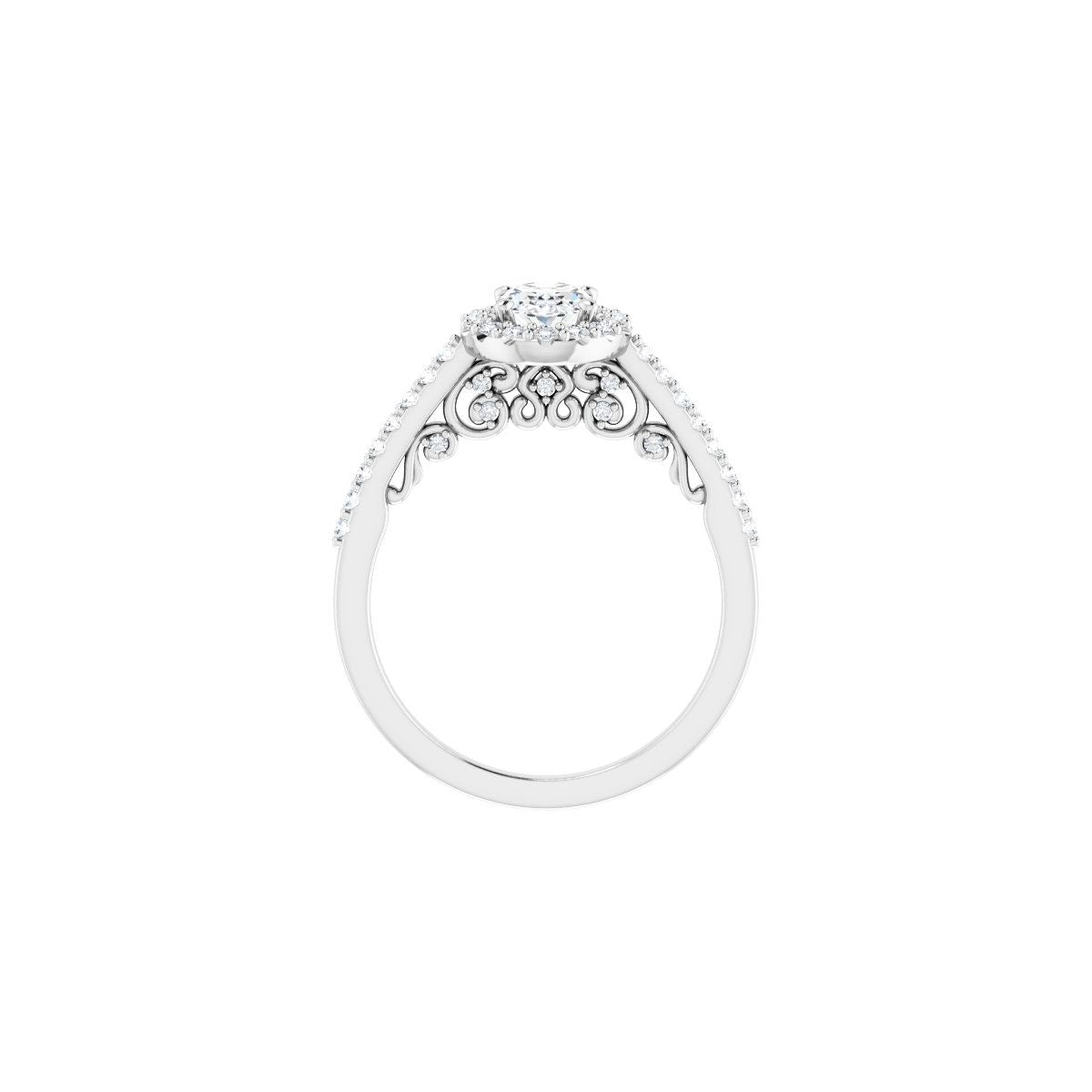 Oval Halo-Style Engagement Ring Semi-Mount - gallery - Series 122909