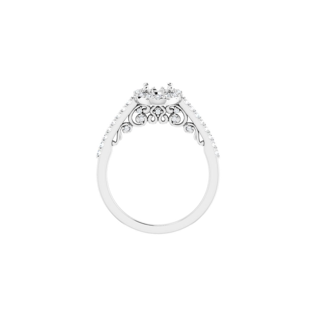 Oval Halo-Style Engagement Ring Semi-Mount - gallery - Series 122909