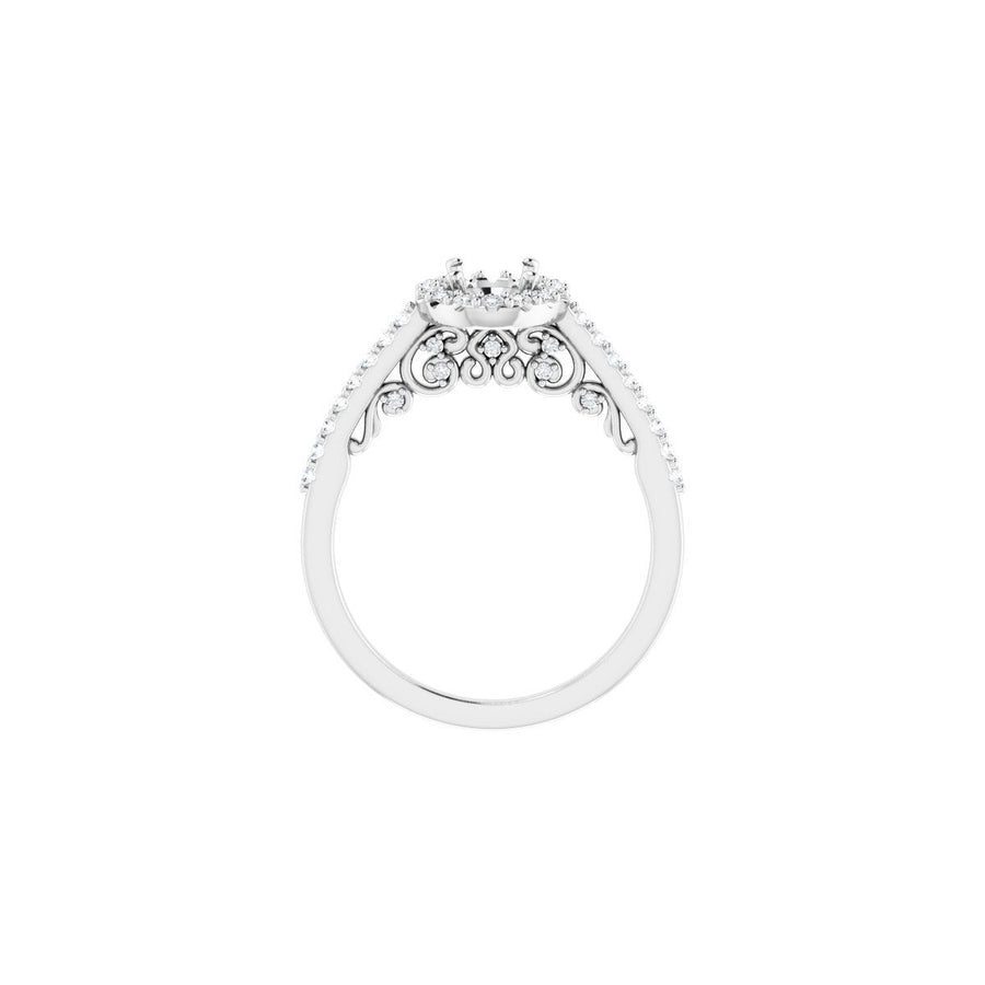 Oval Halo-Style Engagement Ring Semi-Mount - gallery - Series 122909