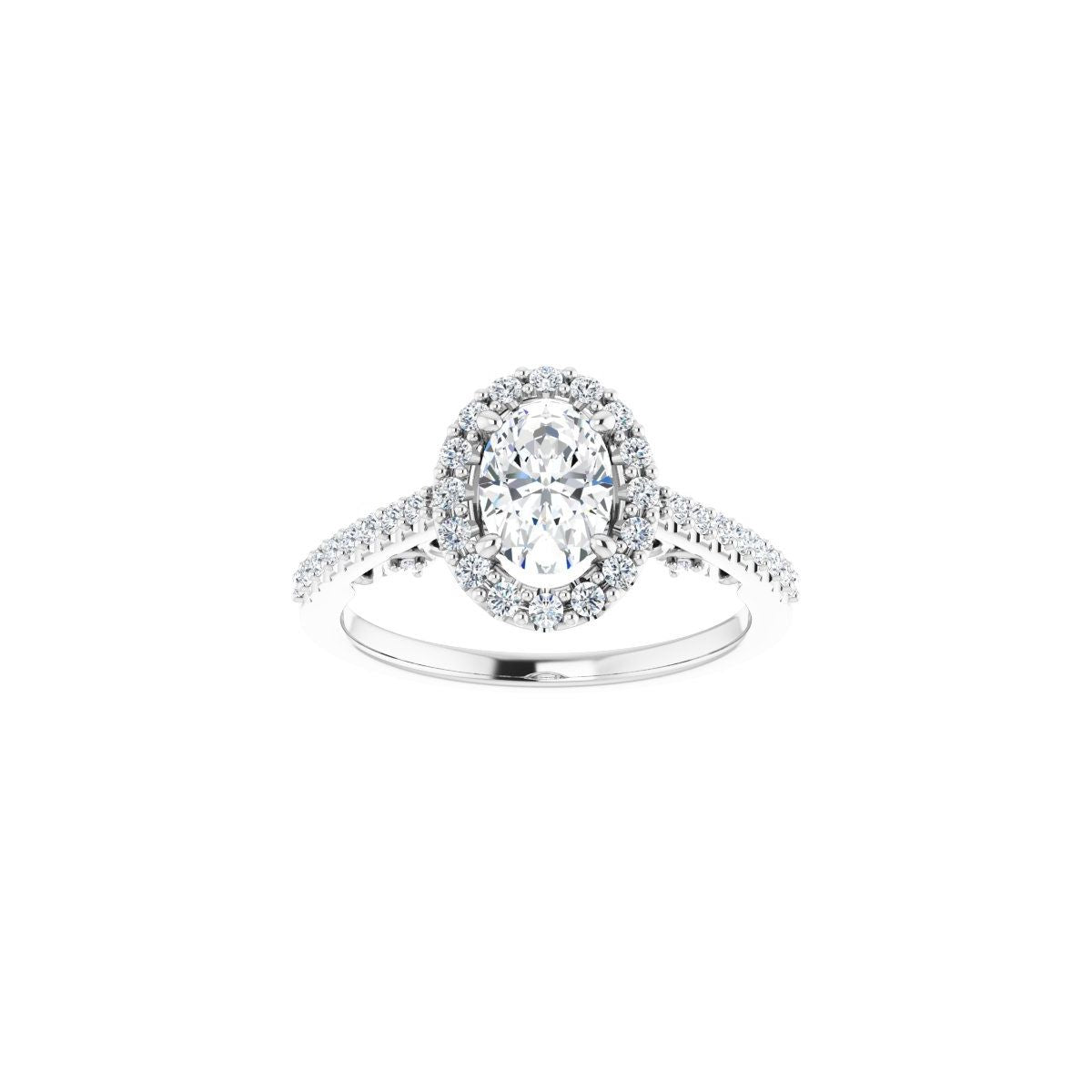 Oval Halo-Style Engagement Ring Semi-Mount - gallery - Series 122909