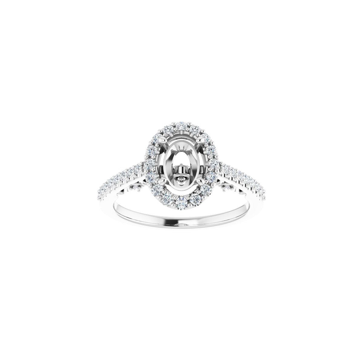 Oval Halo-Style Engagement Ring Semi-Mount - gallery - Series 122909
