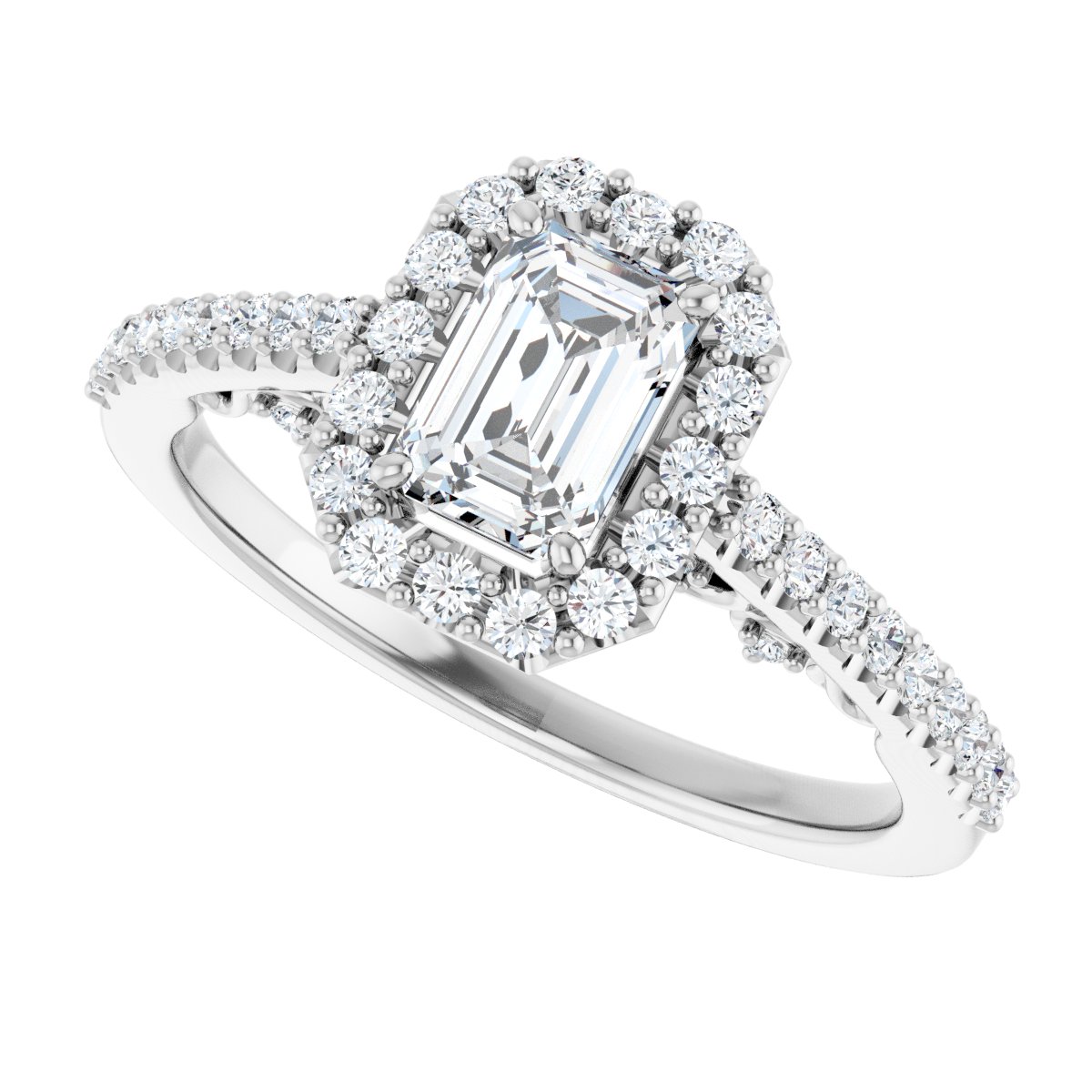 Emerald Halo-Style Engagement Ring Semi-Mount - gallery - Series 122909