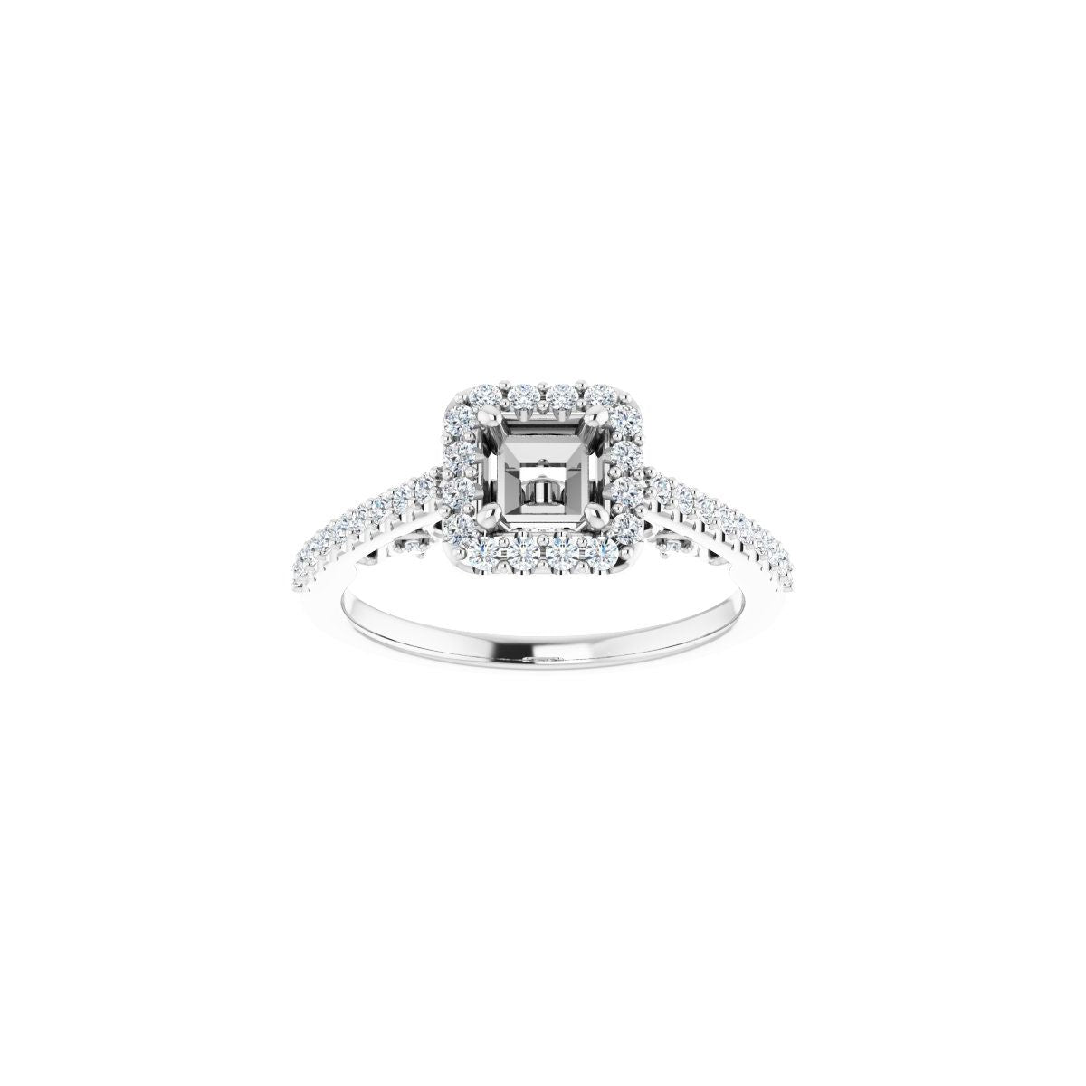 Square Halo-Style Engagement Ring Semi-Mount - gallery - Series 122909
