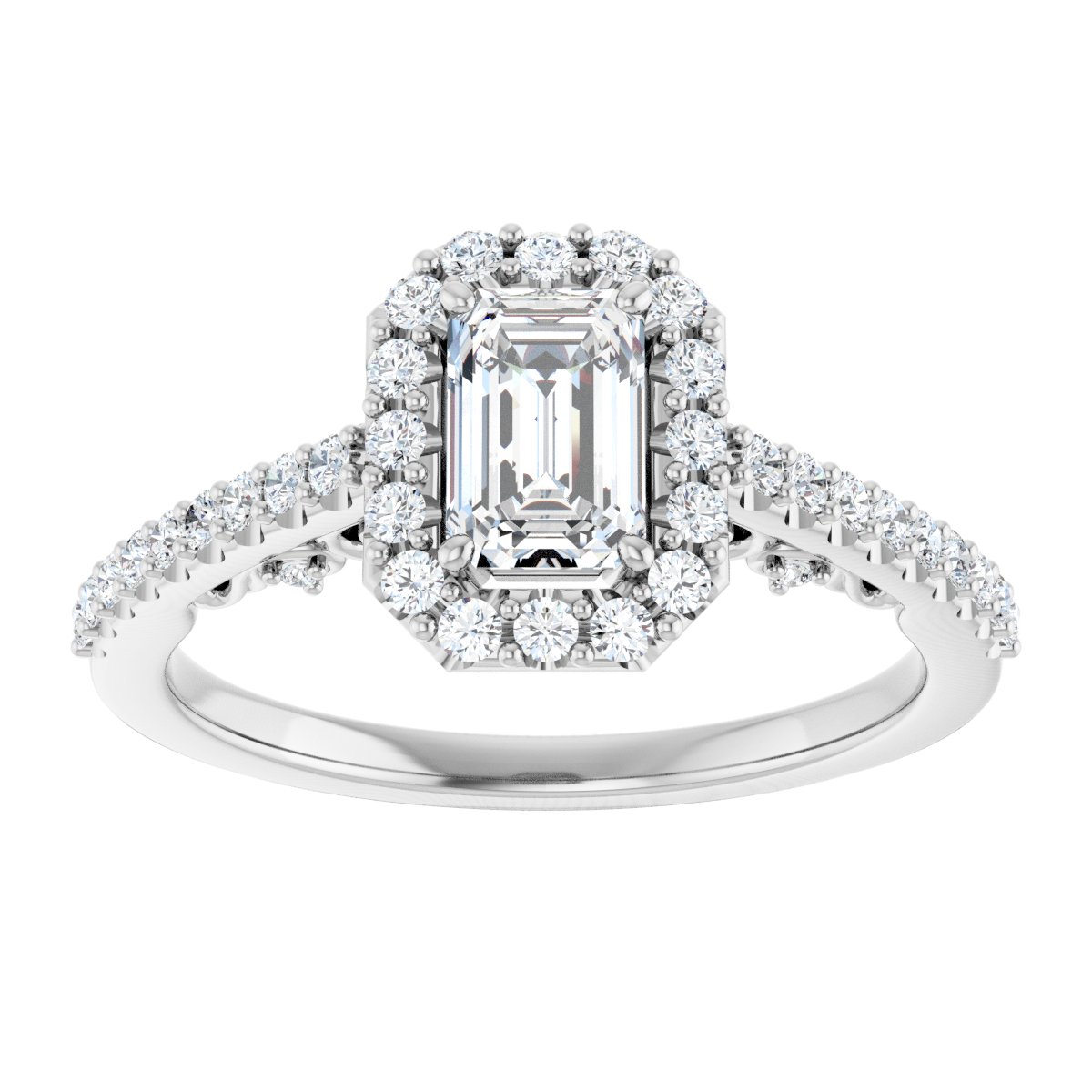 Emerald Halo-Style Engagement Ring Semi-Mount - gallery - Series 122909