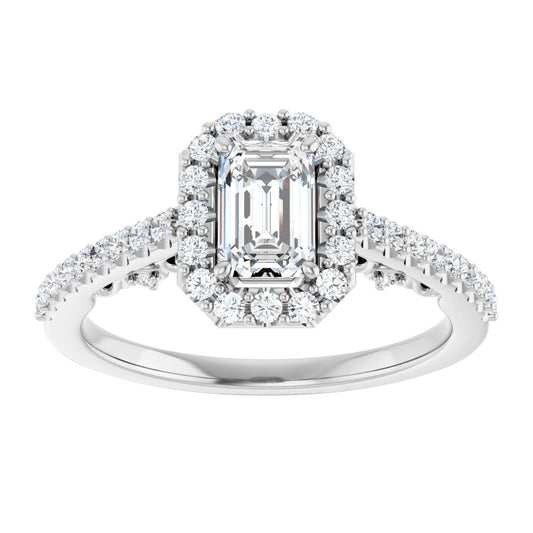 Emerald Halo-Style Engagement Ring Semi-Mount - gallery - Series 122909