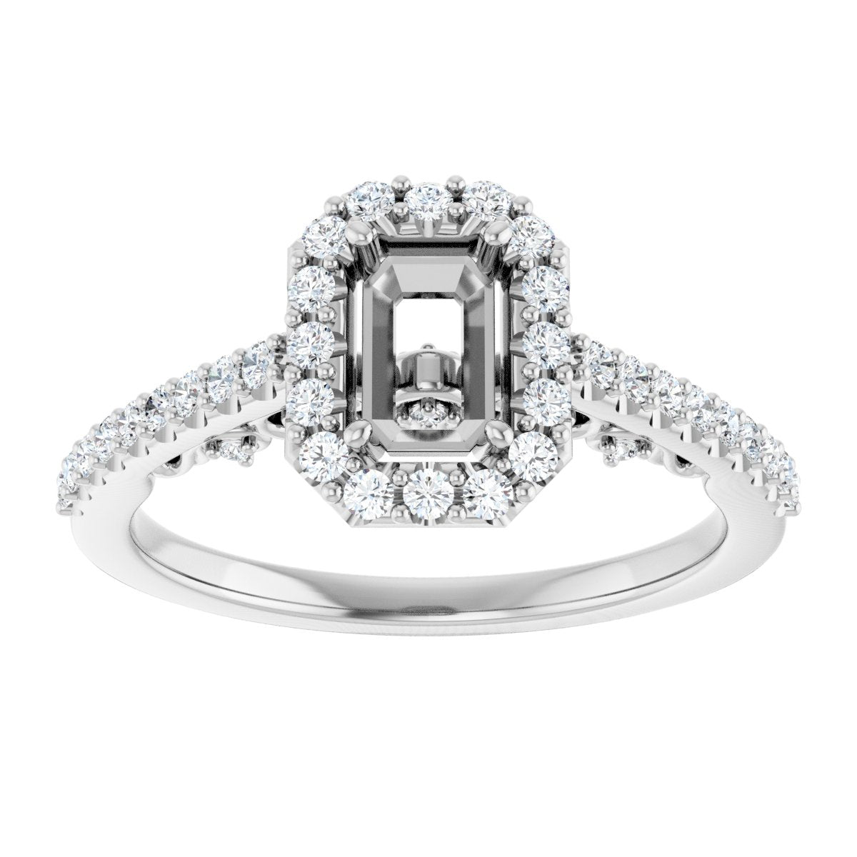 Emerald Halo-Style Engagement Ring Semi-Mount - gallery - Series 122909
