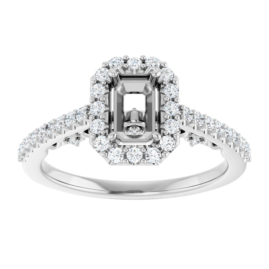 Emerald Halo-Style Engagement Ring Semi-Mount - gallery - Series 122909