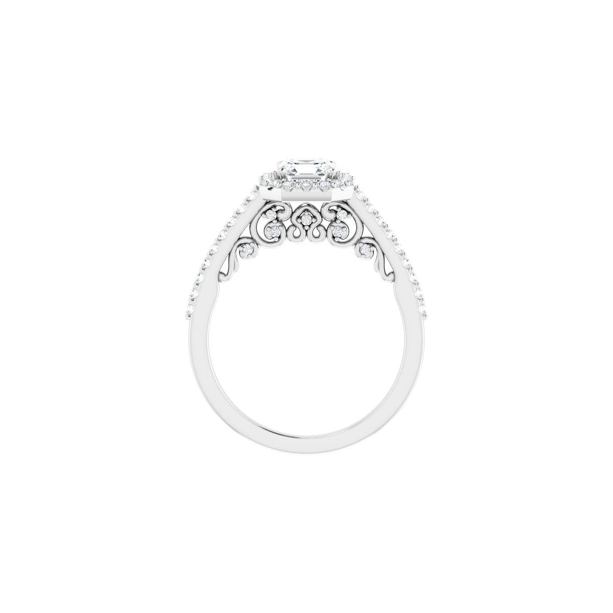 Asscher Halo-Style Engagement Ring Semi-Mount - gallery - Series 122909