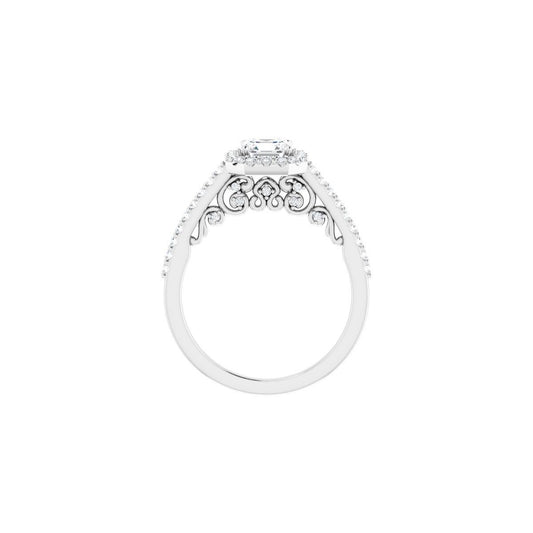 Asscher Halo-Style Engagement Ring Semi-Mount - gallery - Series 122909