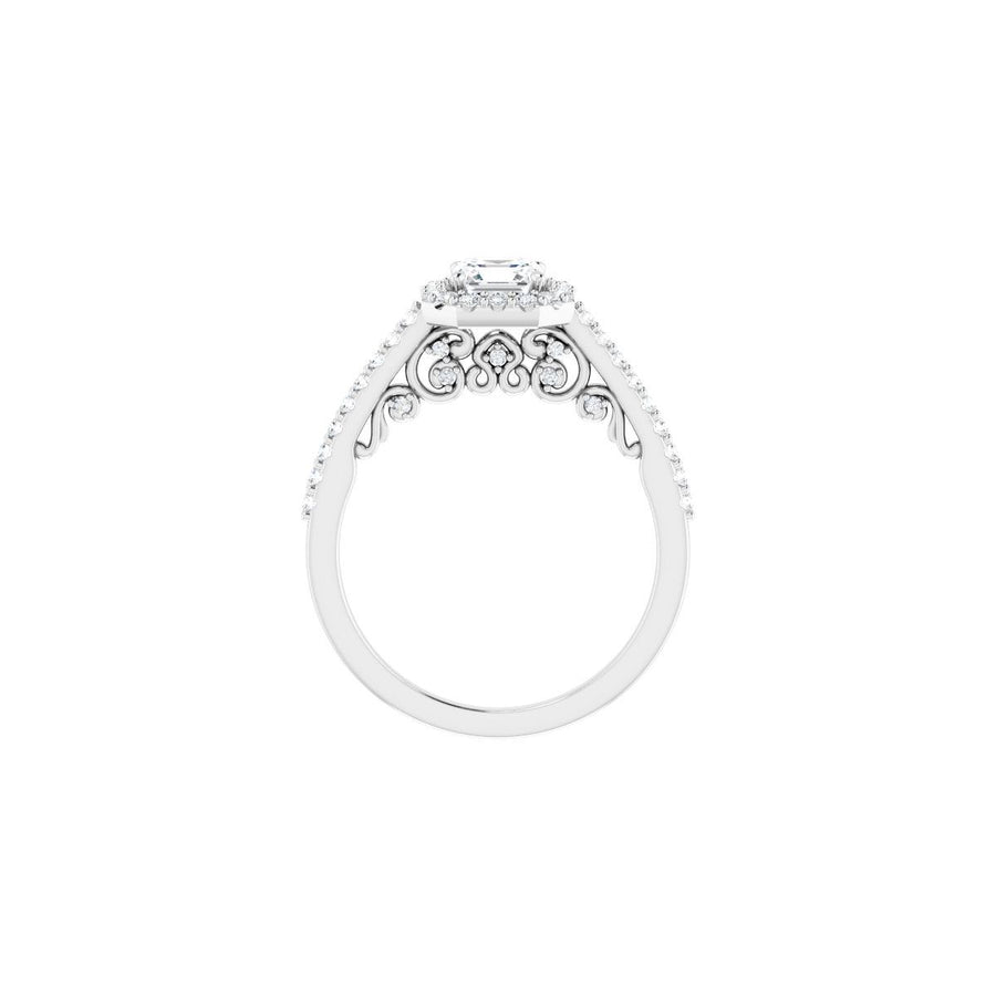 Asscher Halo-Style Engagement Ring Semi-Mount - gallery - Series 122909