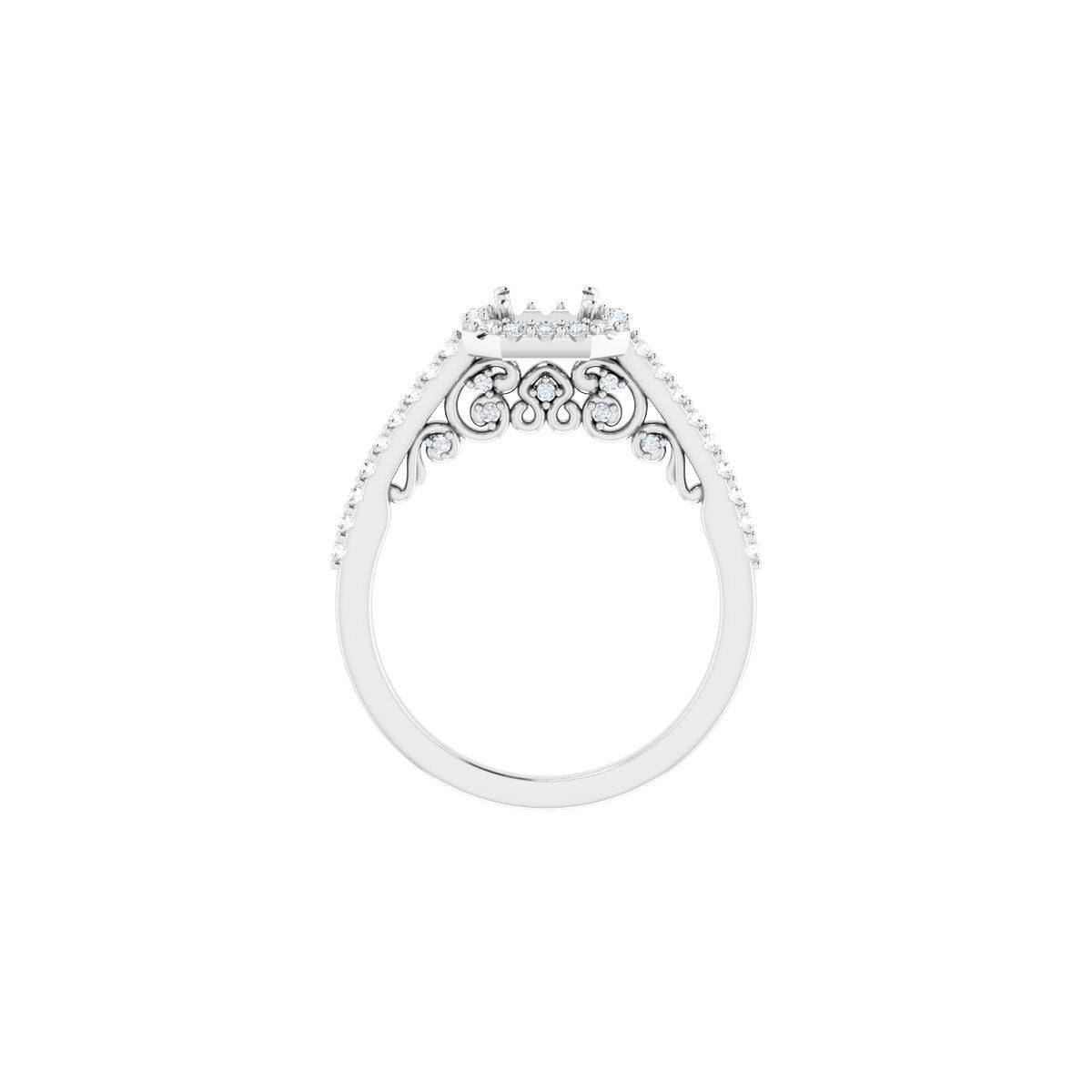 Asscher Halo-Style Engagement Ring Semi-Mount - gallery - Series 122909
