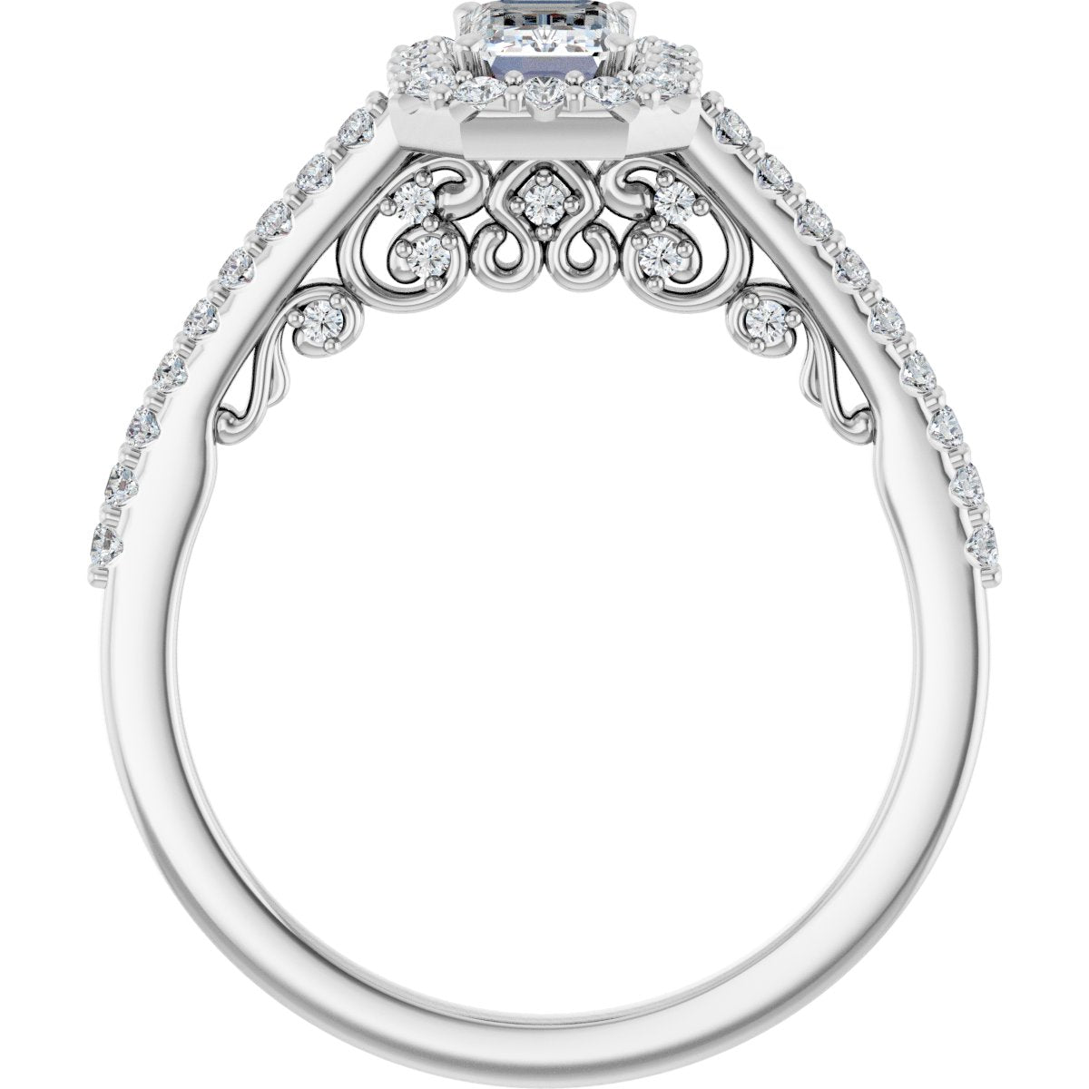 Emerald Halo-Style Engagement Ring Semi-Mount - gallery - Series 122909