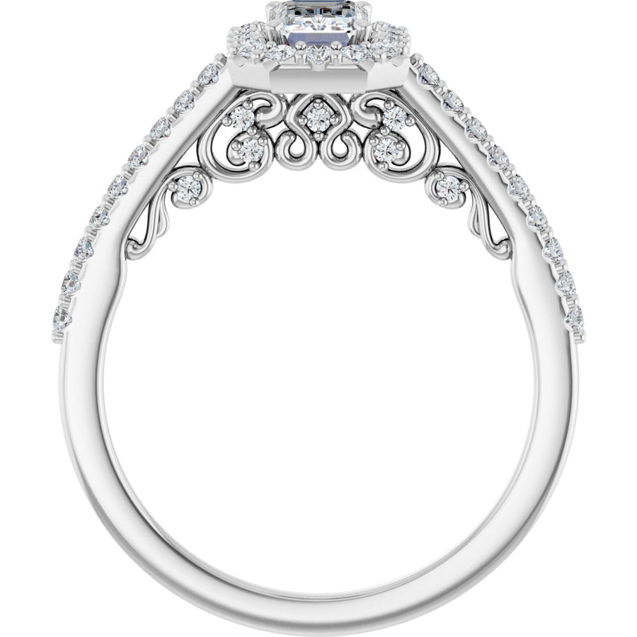 Emerald Halo-Style Engagement Ring Semi-Mount - gallery - Series 122909