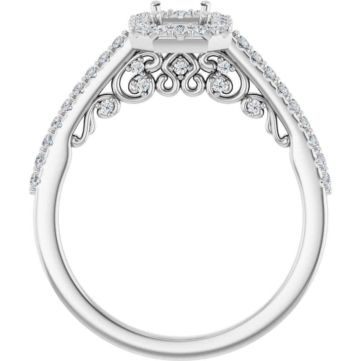 Emerald Halo-Style Engagement Ring Semi-Mount - gallery - Series 122909