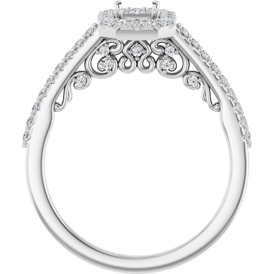 Emerald Halo-Style Engagement Ring Semi-Mount - gallery - Series 122909