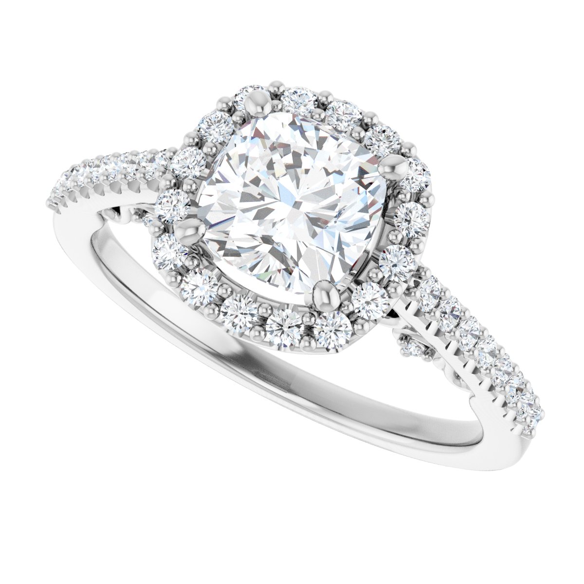 Cushion Halo-Style Engagement Ring Semi-Mount - gallery - Series 122909