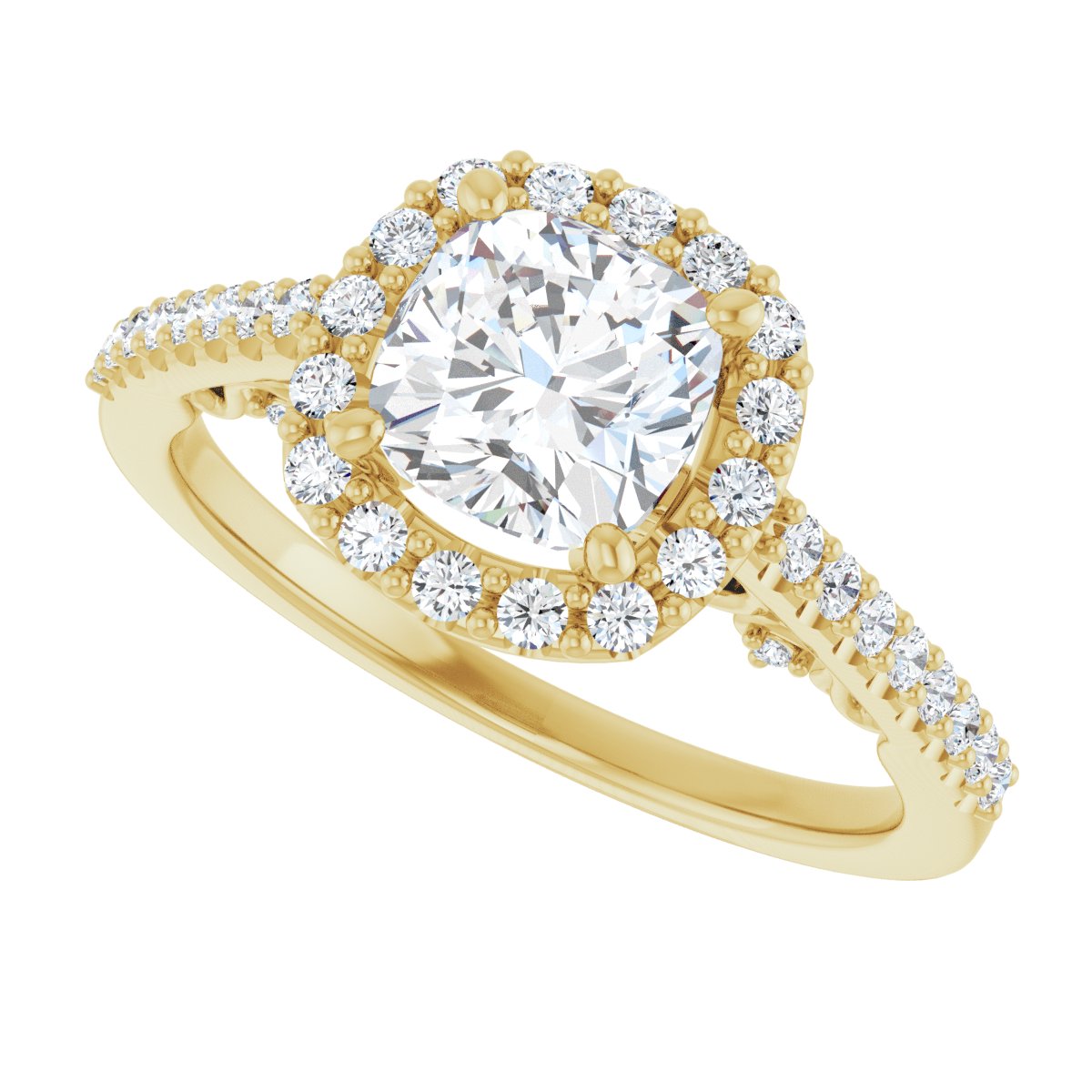 Cushion Halo-Style Engagement Ring Semi-Mount - gallery - Series 122909