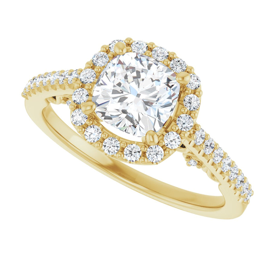 Cushion Halo-Style Engagement Ring Semi-Mount - gallery - Series 122909