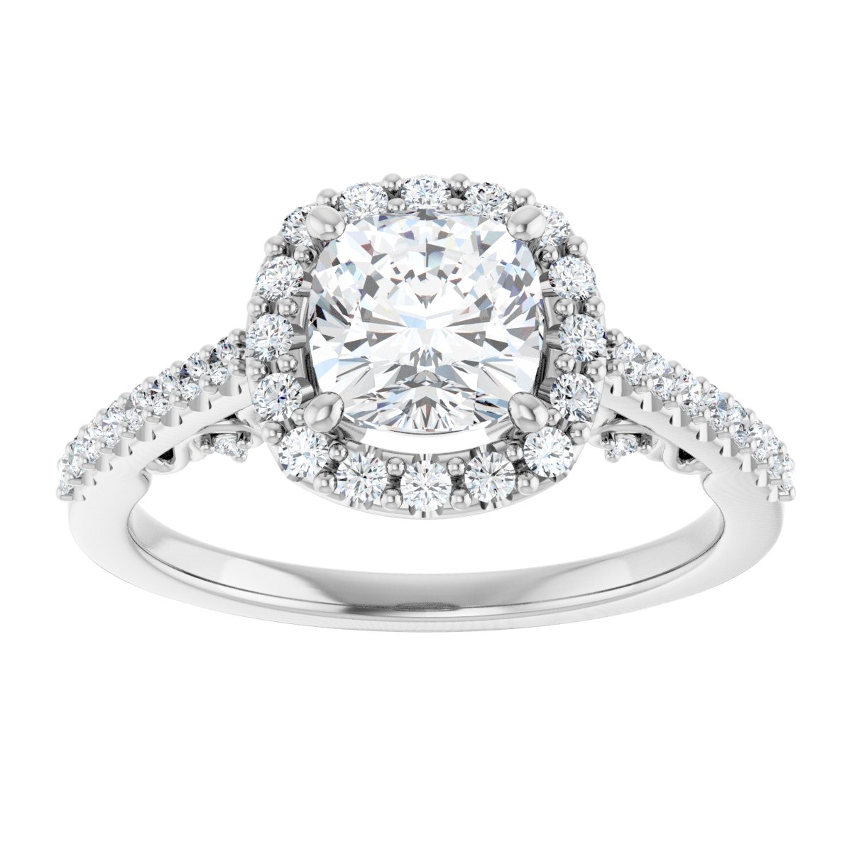 Cushion Halo-Style Engagement Ring Semi-Mount - gallery - Series 122909