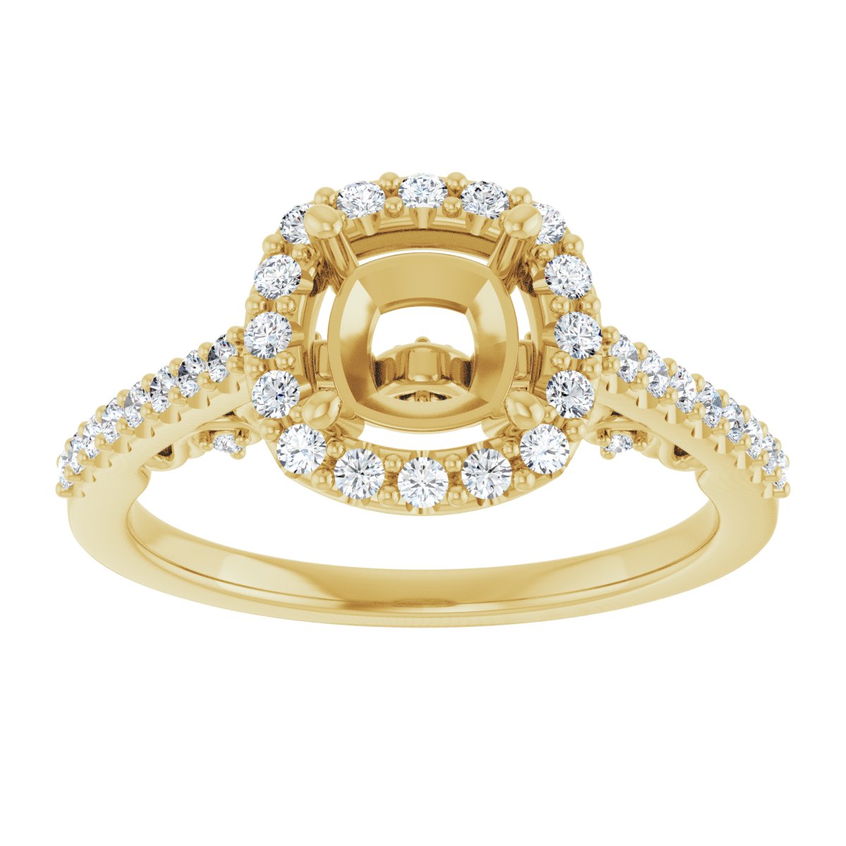Cushion Halo-Style Engagement Ring Semi-Mount - gallery - Series 122909