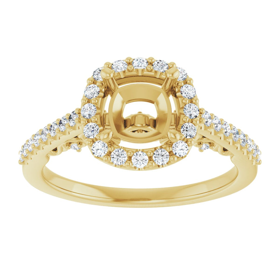 Cushion Halo-Style Engagement Ring Semi-Mount - gallery - Series 122909