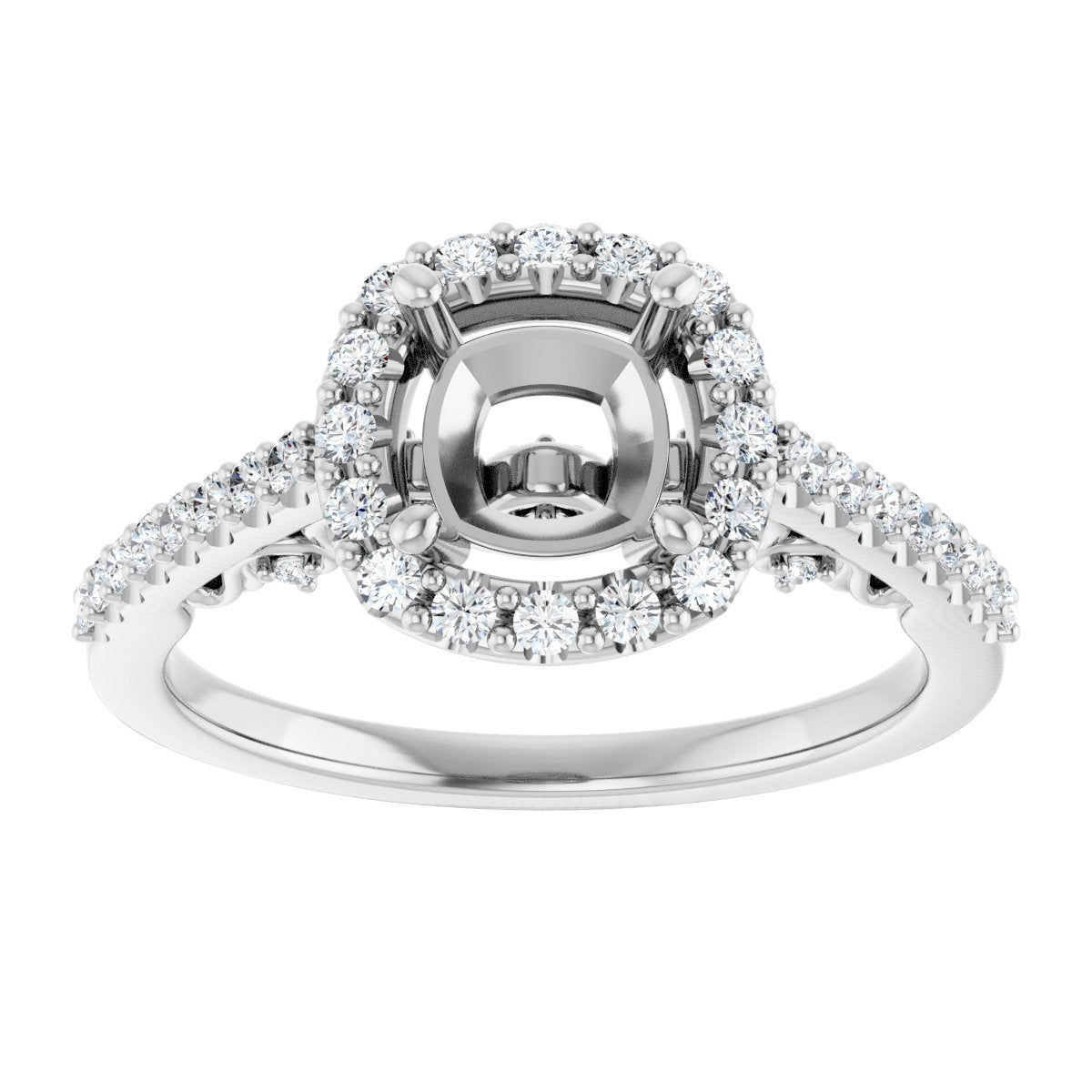 Cushion Halo-Style Engagement Ring Semi-Mount - gallery - Series 122909