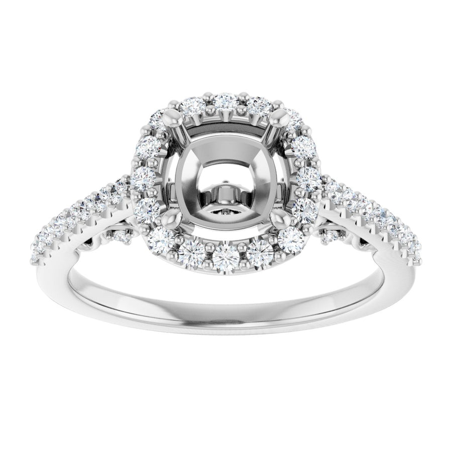 Cushion Halo-Style Engagement Ring Semi-Mount - gallery - Series 122909
