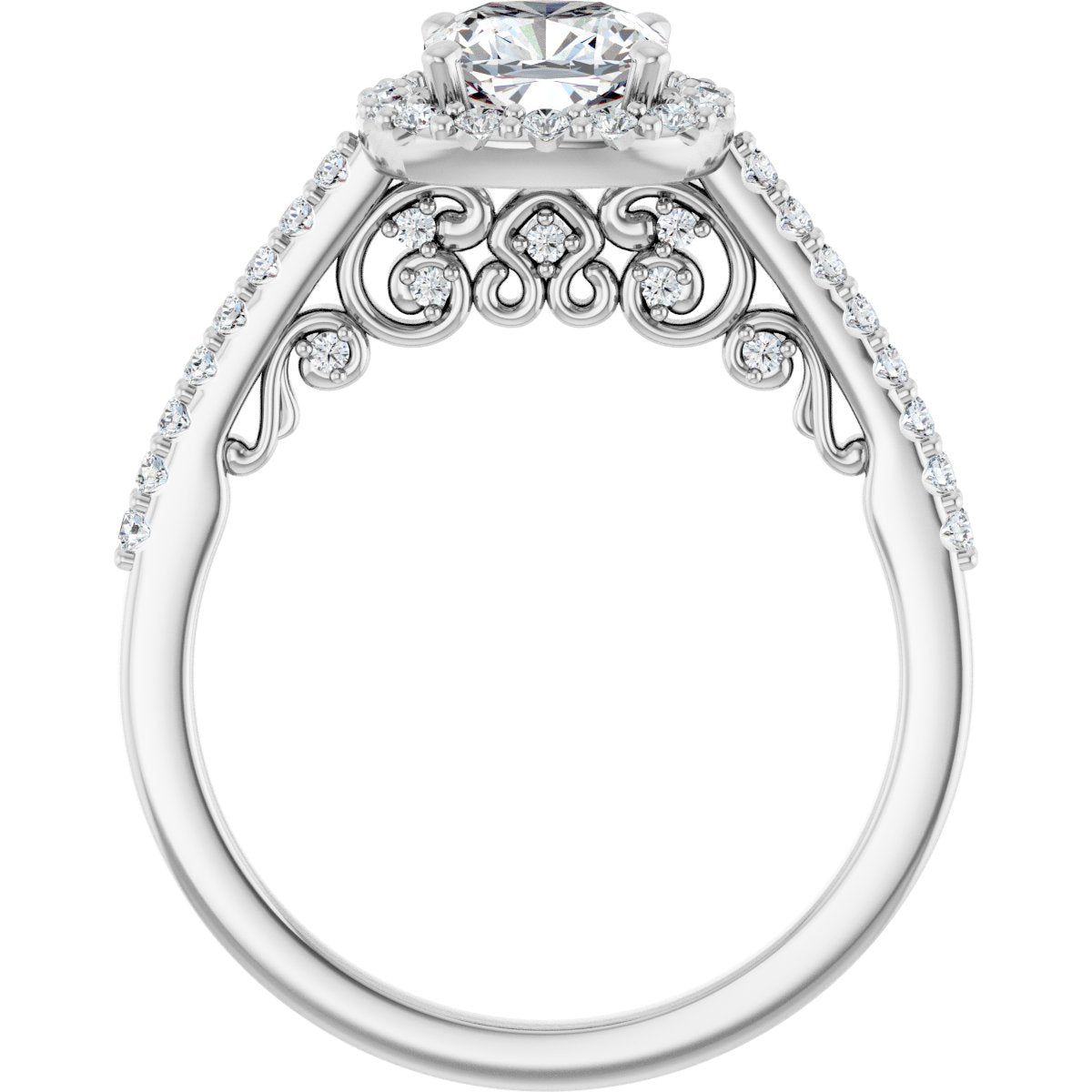 Cushion Halo-Style Engagement Ring Semi-Mount - gallery - Series 122909