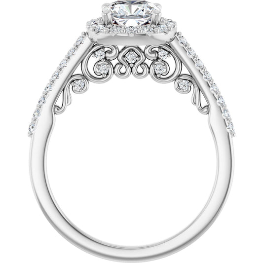 Cushion Halo-Style Engagement Ring Semi-Mount - gallery - Series 122909