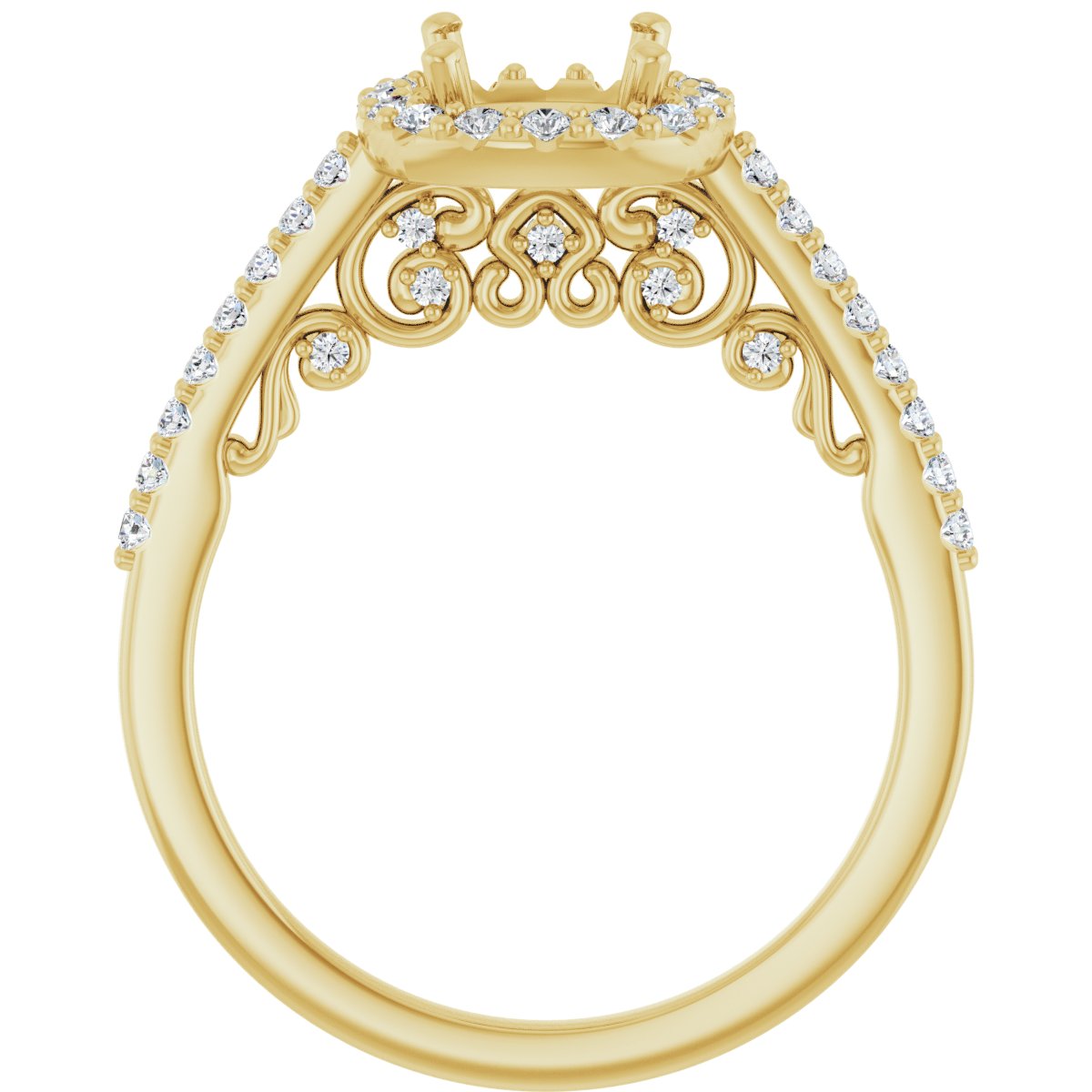 Cushion Halo-Style Engagement Ring Semi-Mount - gallery - Series 122909