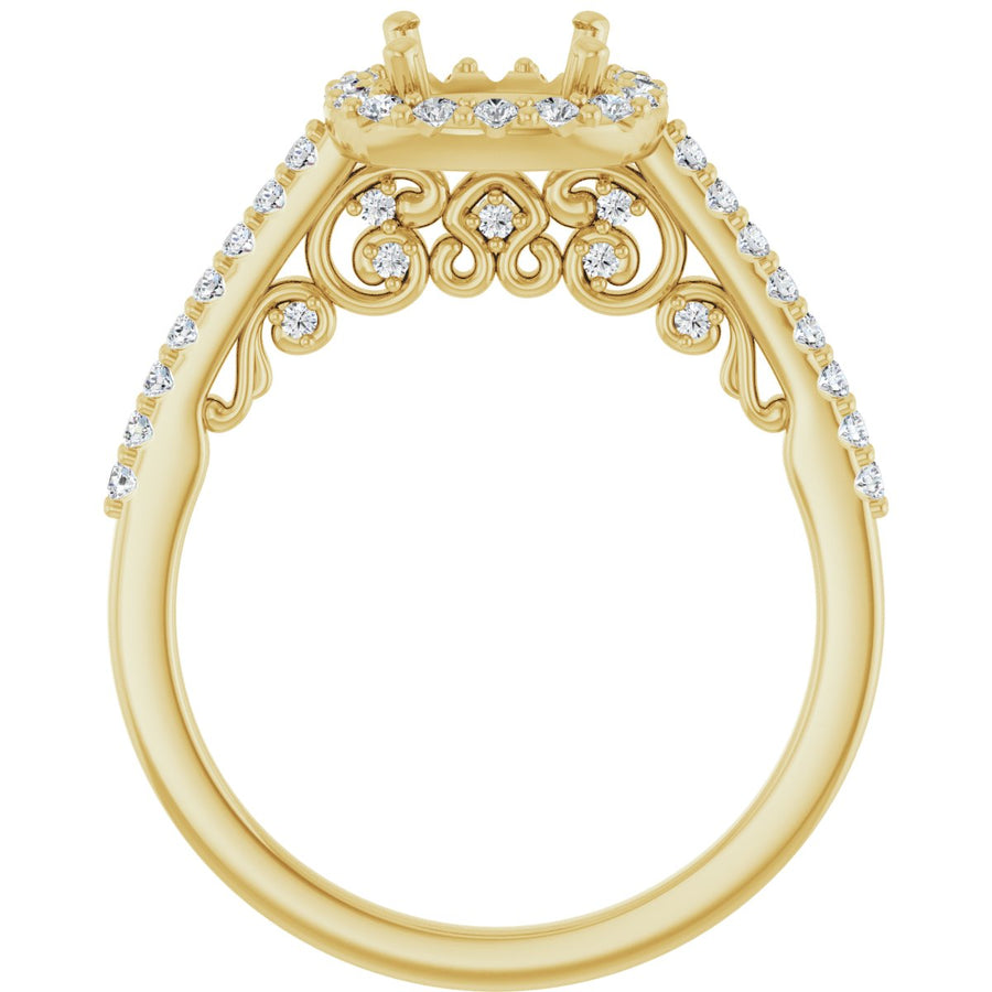 Cushion Halo-Style Engagement Ring Semi-Mount - gallery - Series 122909