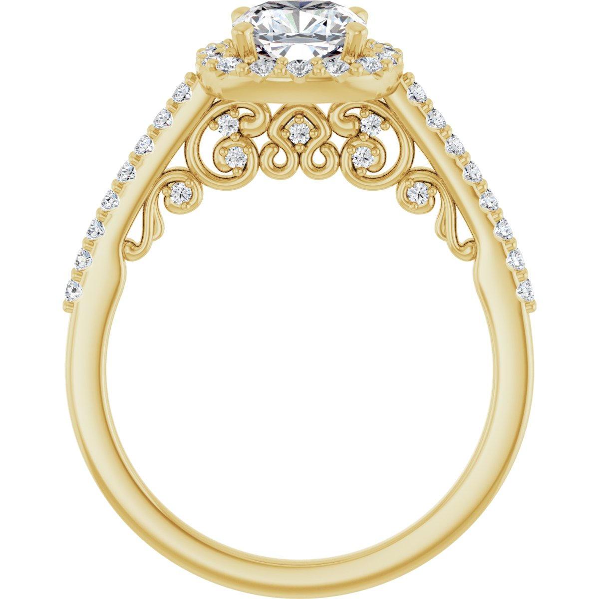 Cushion Halo-Style Engagement Ring Semi-Mount - gallery - Series 122909