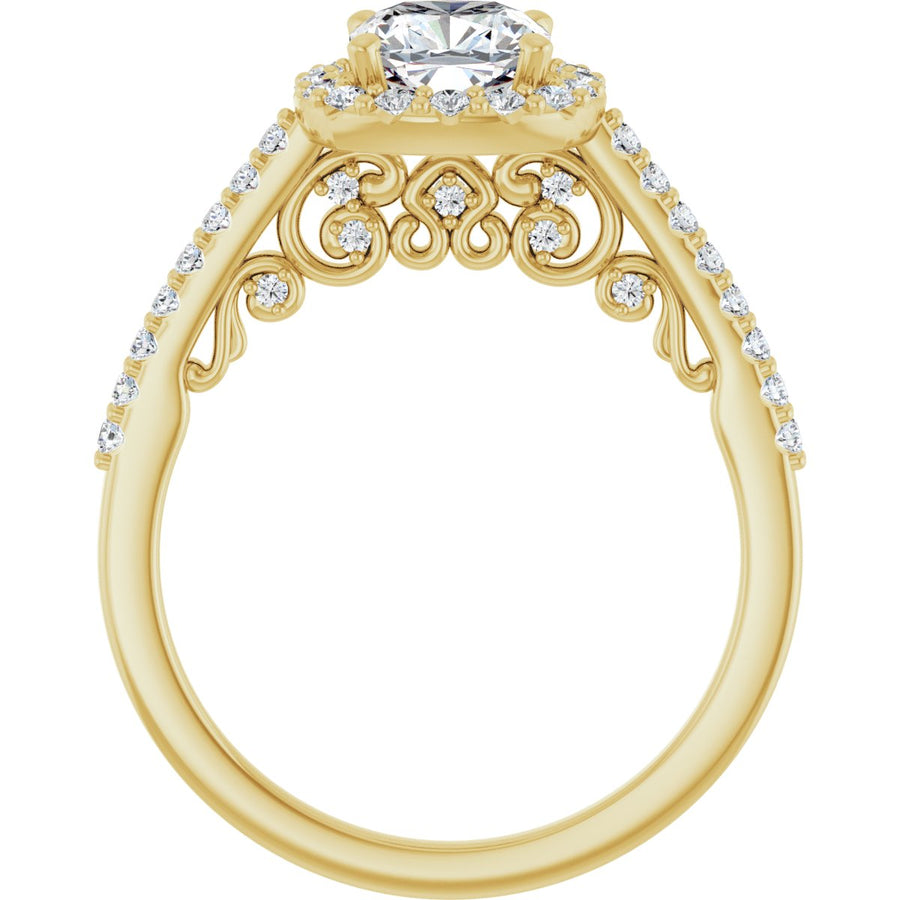 Cushion Halo-Style Engagement Ring Semi-Mount - gallery - Series 122909
