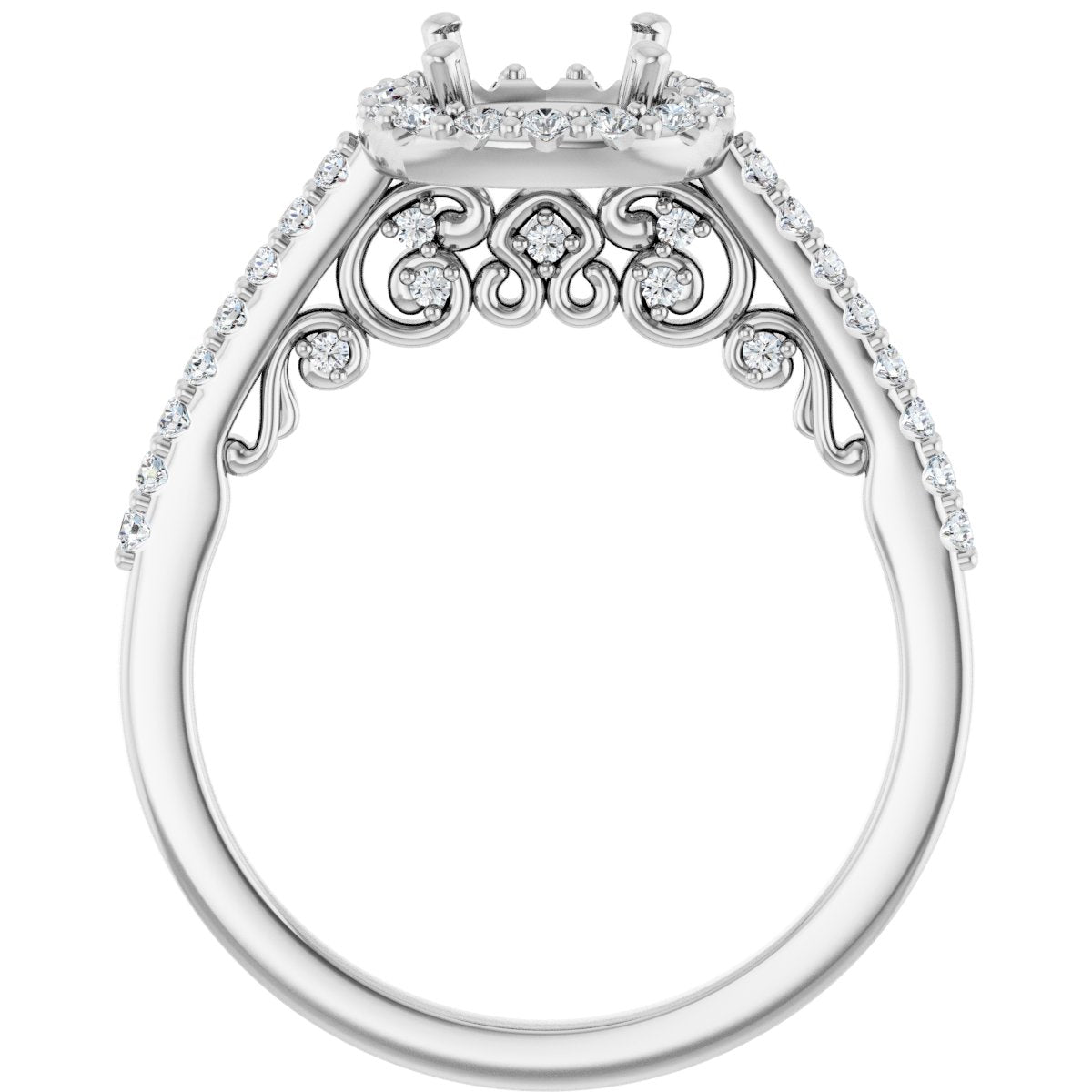Cushion Halo-Style Engagement Ring Semi-Mount - gallery - Series 122909