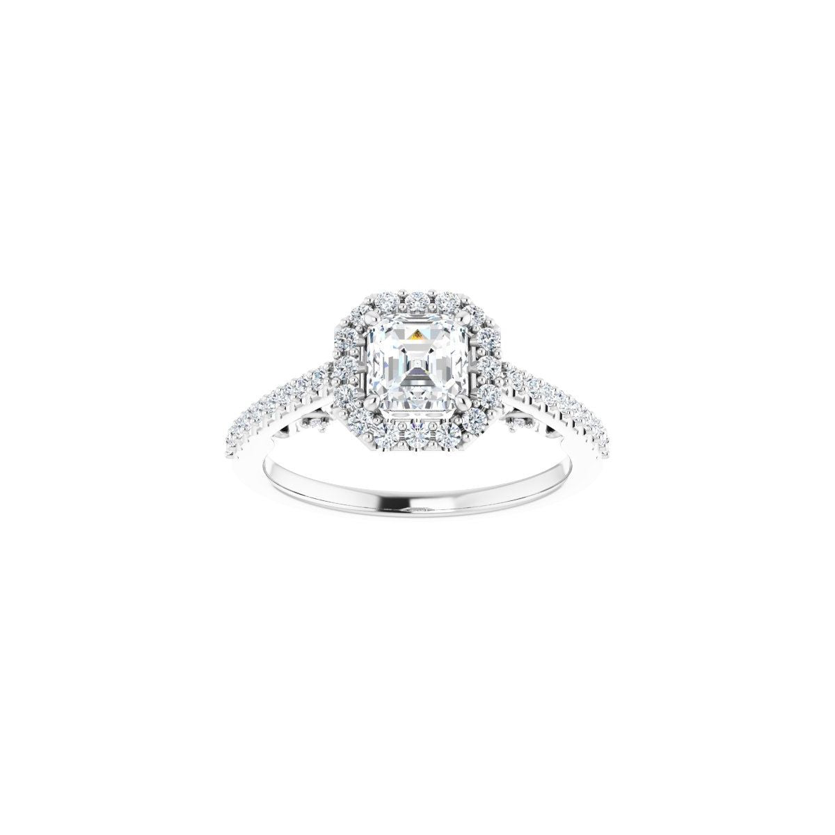 Asscher Halo-Style Engagement Ring Semi-Mount - gallery - Series 122909