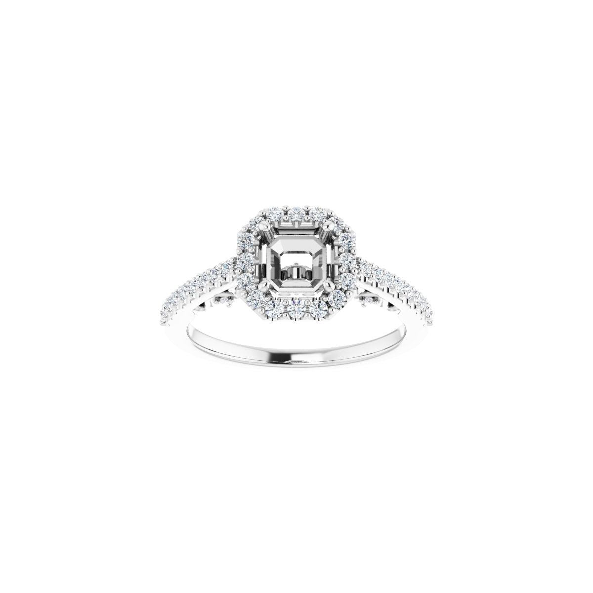 Asscher Halo-Style Engagement Ring Semi-Mount - gallery - Series 122909