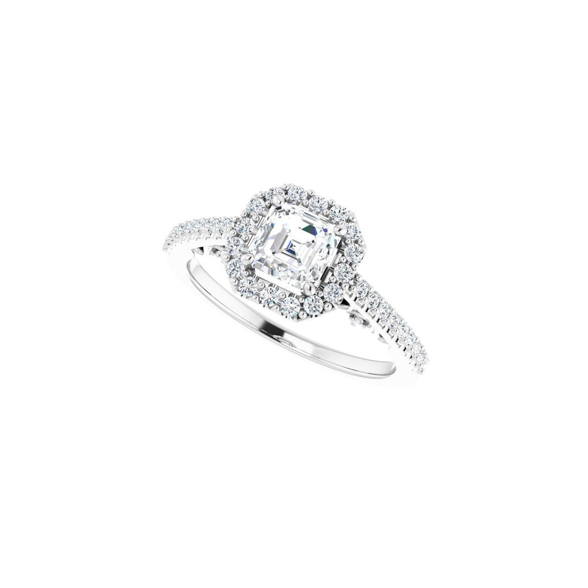 Asscher Halo-Style Engagement Ring Semi-Mount - gallery - Series 122909