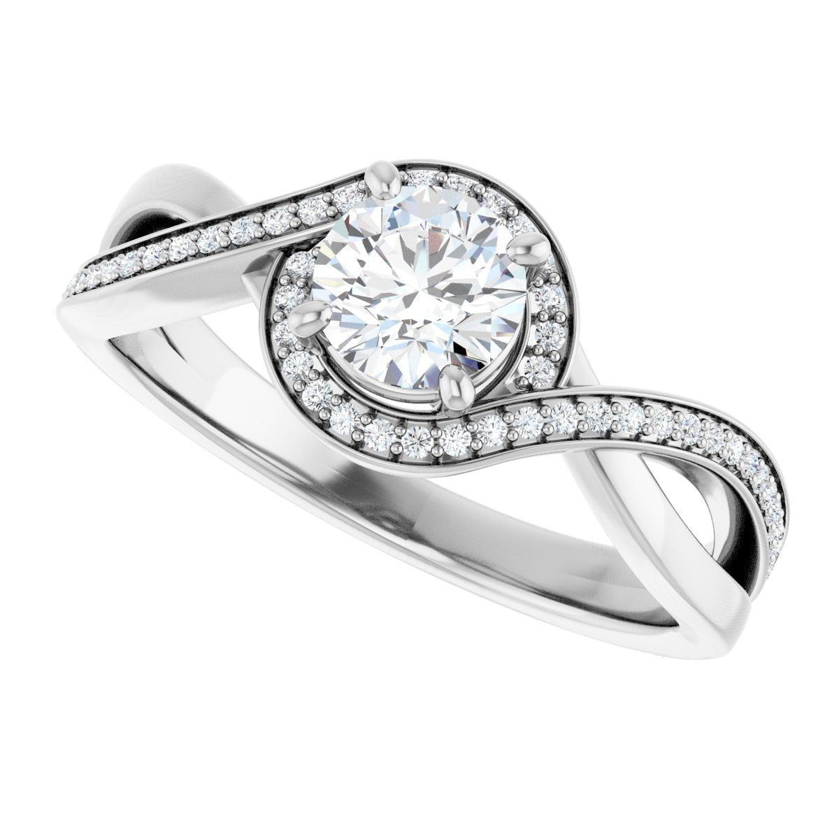 Round Halo-Style Bypass Engagement Ring Semi-Mount - gallery - Series 123023