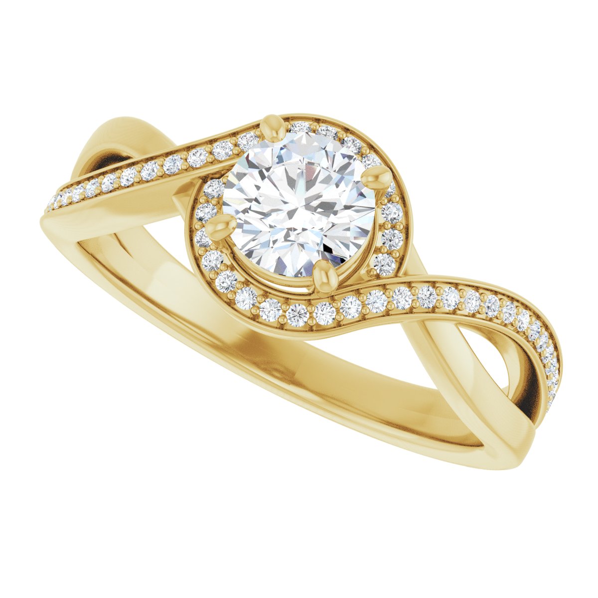 Round Halo-Style Bypass Engagement Ring Semi-Mount - gallery - Series 123023