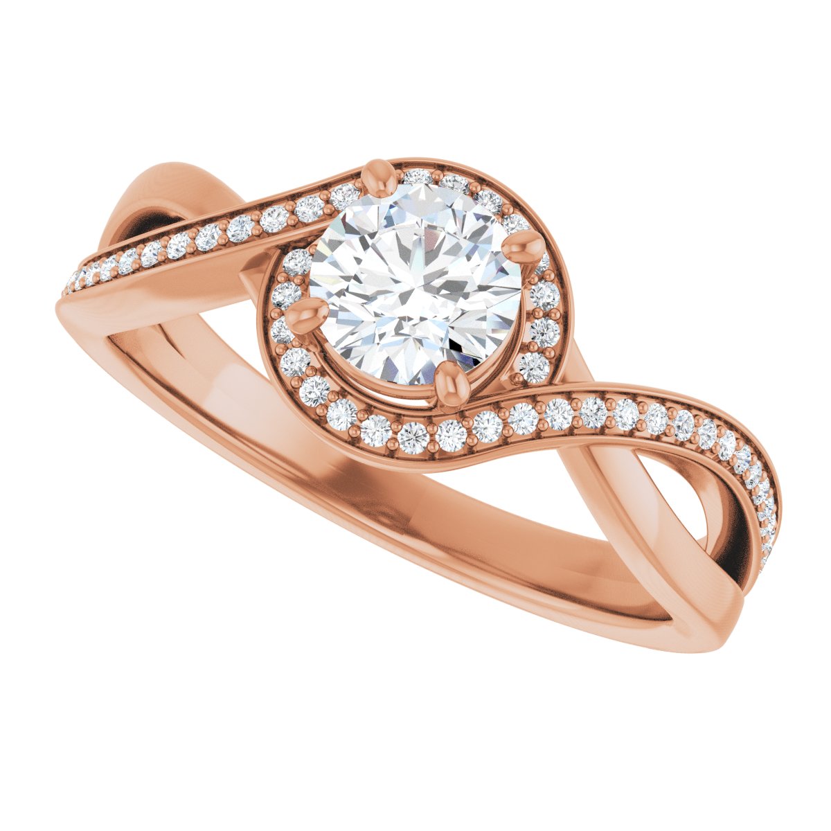 Round Halo-Style Bypass Engagement Ring Semi-Mount - gallery - Series 123023