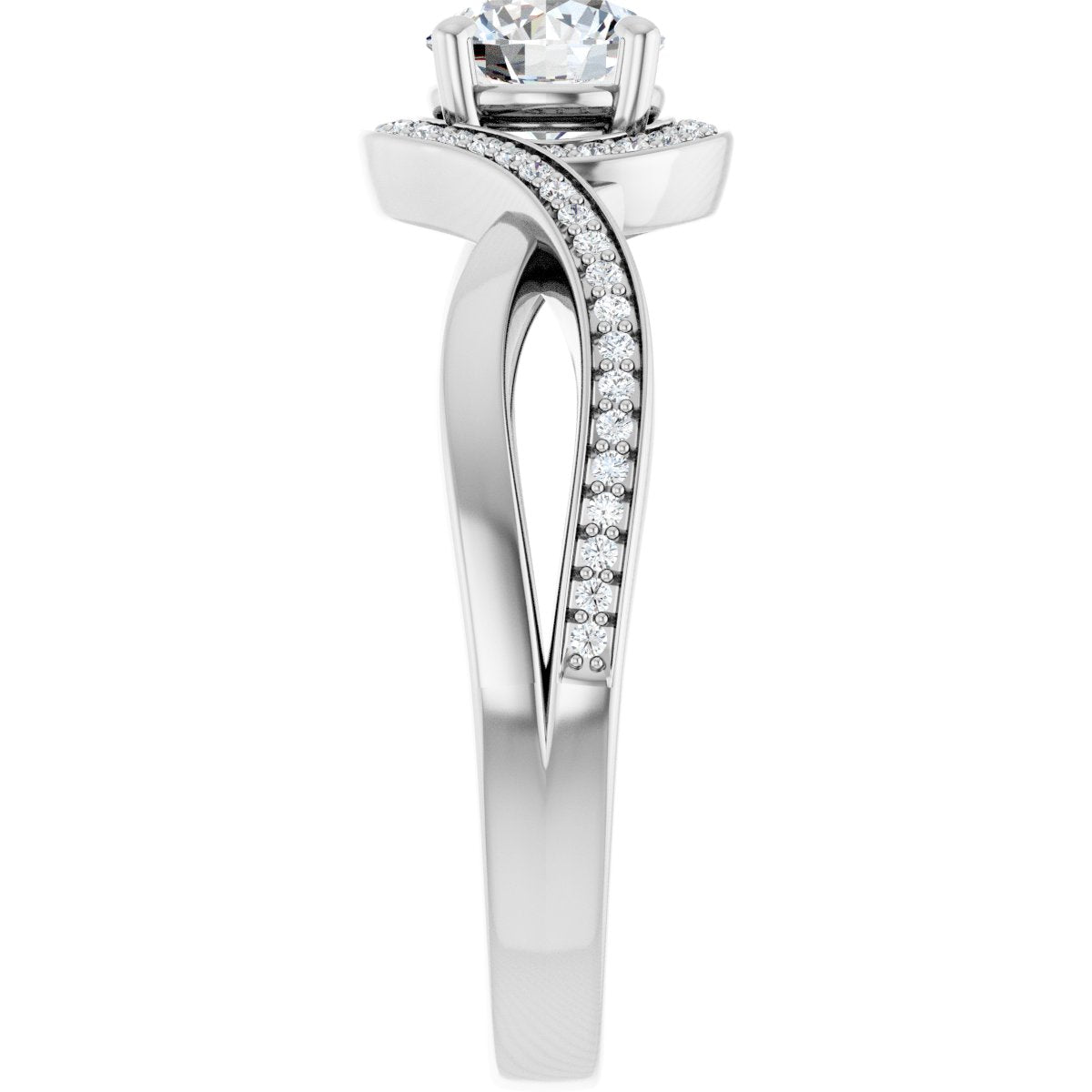Round Halo-Style Bypass Engagement Ring Semi-Mount - gallery - Series 123023