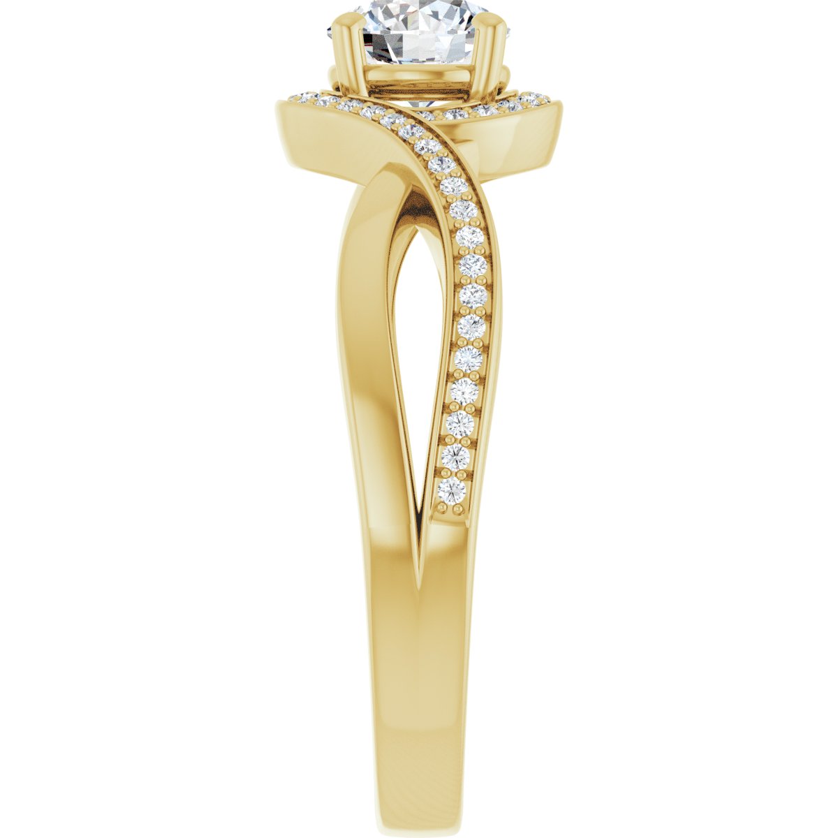 Round Halo-Style Bypass Engagement Ring Semi-Mount - gallery - Series 123023