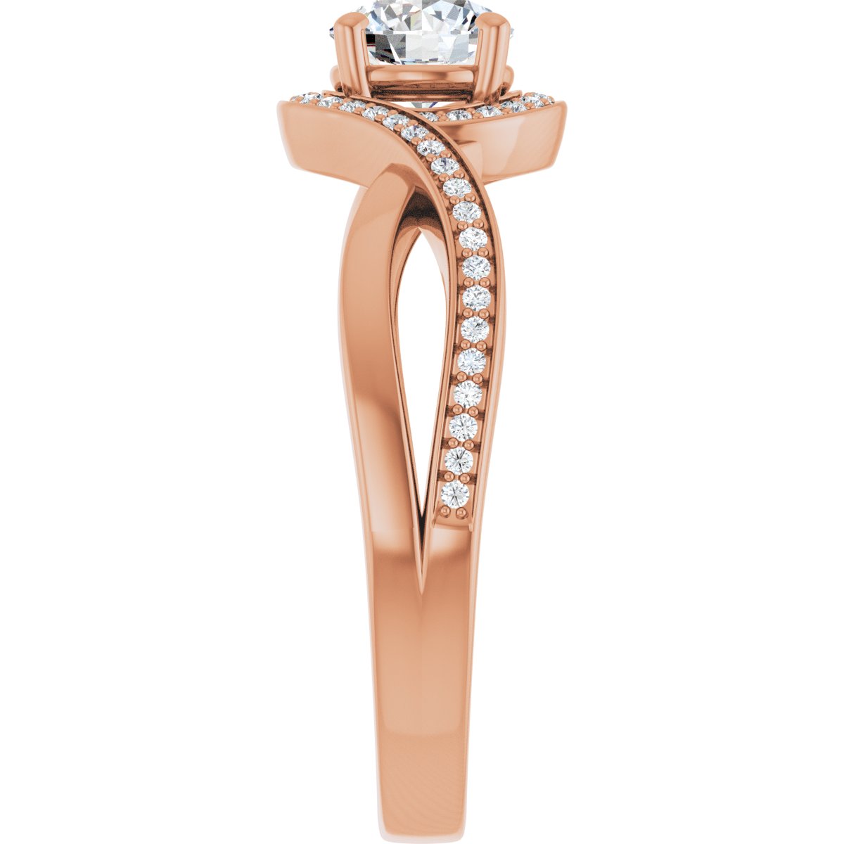 Round Halo-Style Bypass Engagement Ring Semi-Mount - gallery - Series 123023