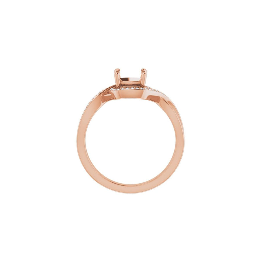 Cushion Halo-Style Bypass Engagement Ring Semi-Mount - gallery - Series 123023