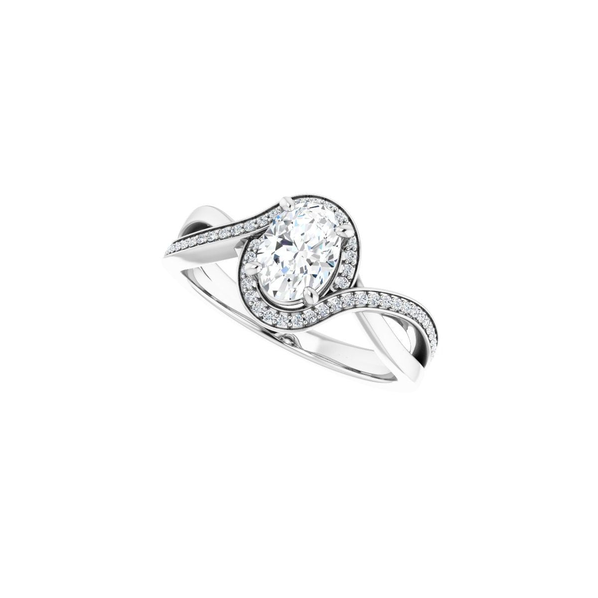 Oval Halo-Style Bypass Engagement Ring Semi-Mount - gallery - Series 123023