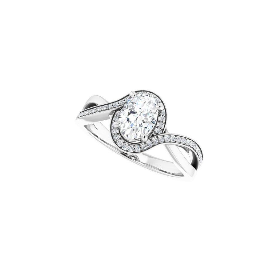 Oval Halo-Style Bypass Engagement Ring Semi-Mount - gallery - Series 123023