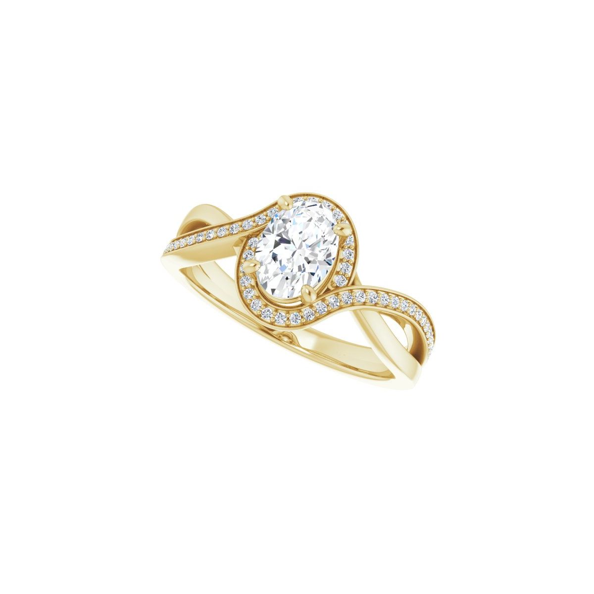 Oval Halo-Style Bypass Engagement Ring Semi-Mount - gallery - Series 123023