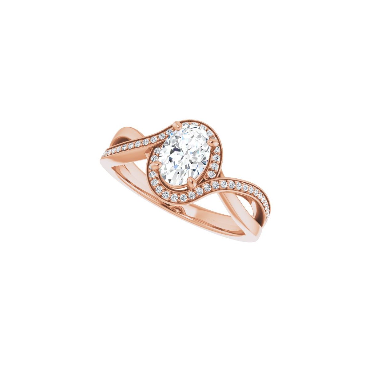 Oval Halo-Style Bypass Engagement Ring Semi-Mount - gallery - Series 123023
