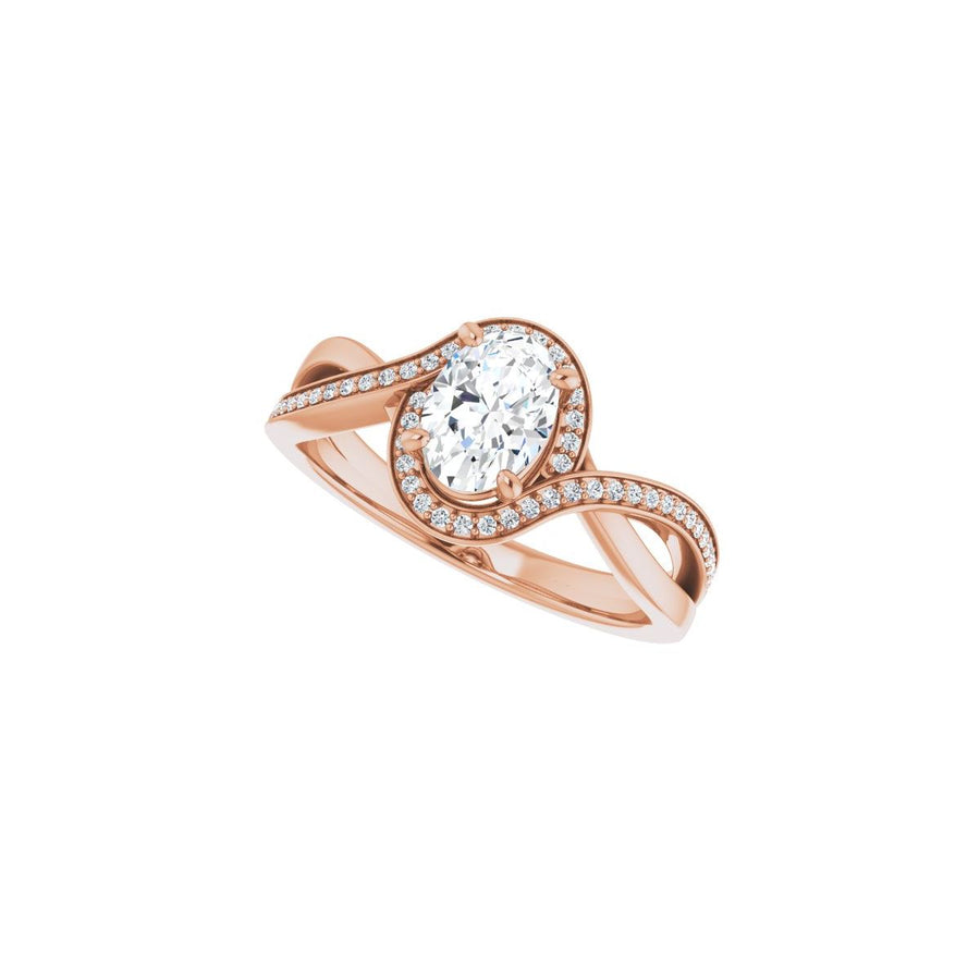 Oval Halo-Style Bypass Engagement Ring Semi-Mount - gallery - Series 123023