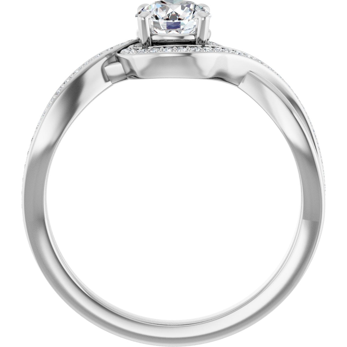 Round Halo-Style Bypass Engagement Ring Semi-Mount - gallery - Series 123023
